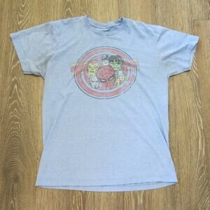 VINTAGE MARVEL Characters T Shirt Size M* Comics Blue Spiderman Thor Avengers